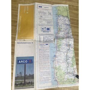 Vintage 1972 Arco Road Map Oregon Washington 18”x 34” Inches